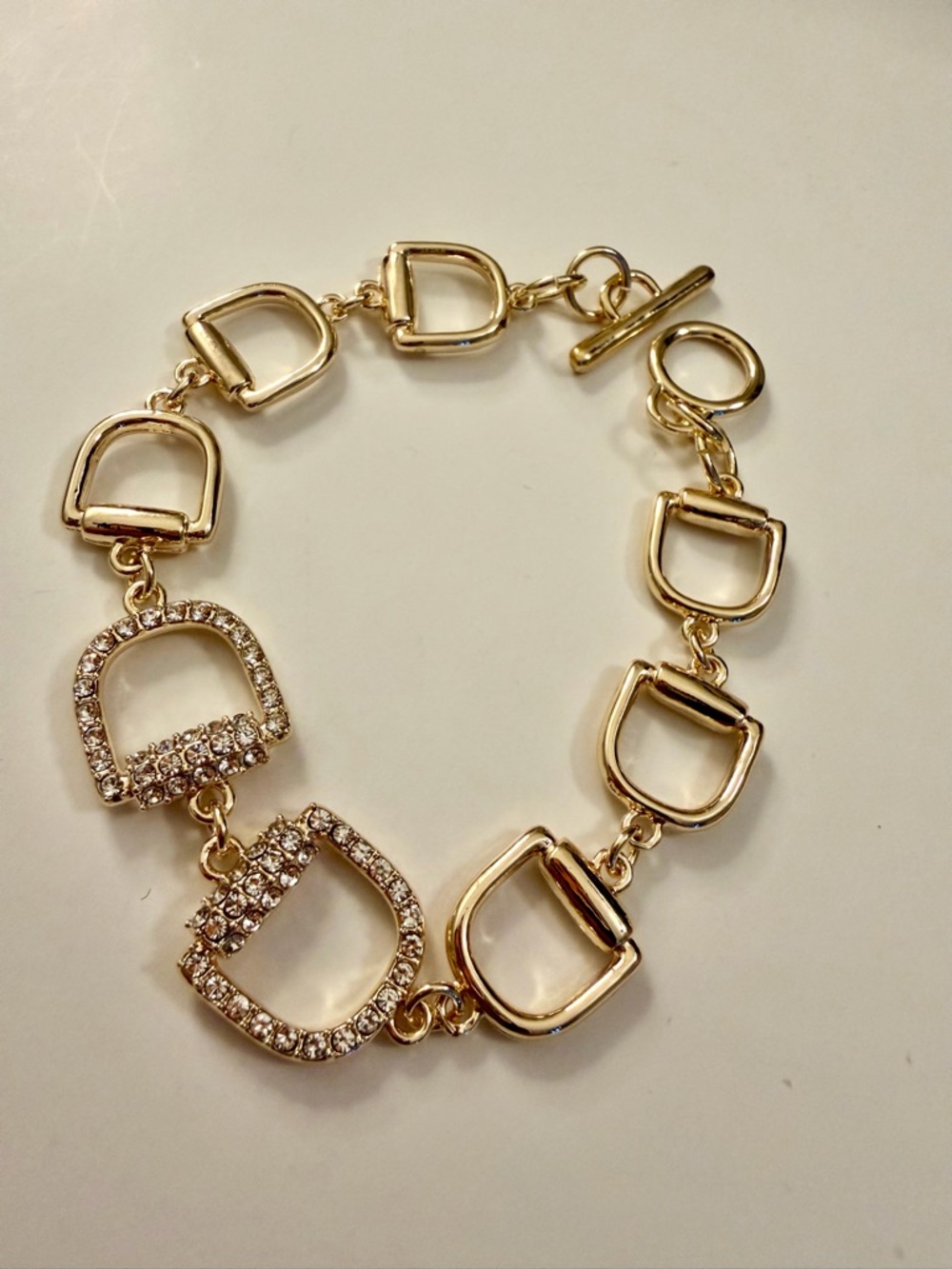 NEW- 14k Gold Plated Pavé Link Bracelet - Elegant Women's Jewelry